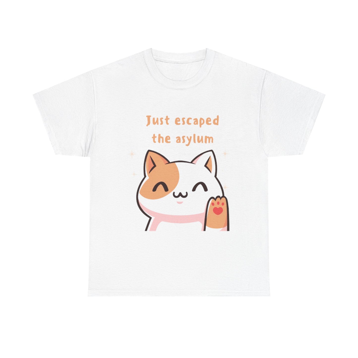 Just Escaped the Asylum Cat Unisex Heavy Cotton Tee - Fun & Quirky T-Shirt for Cat Lovers