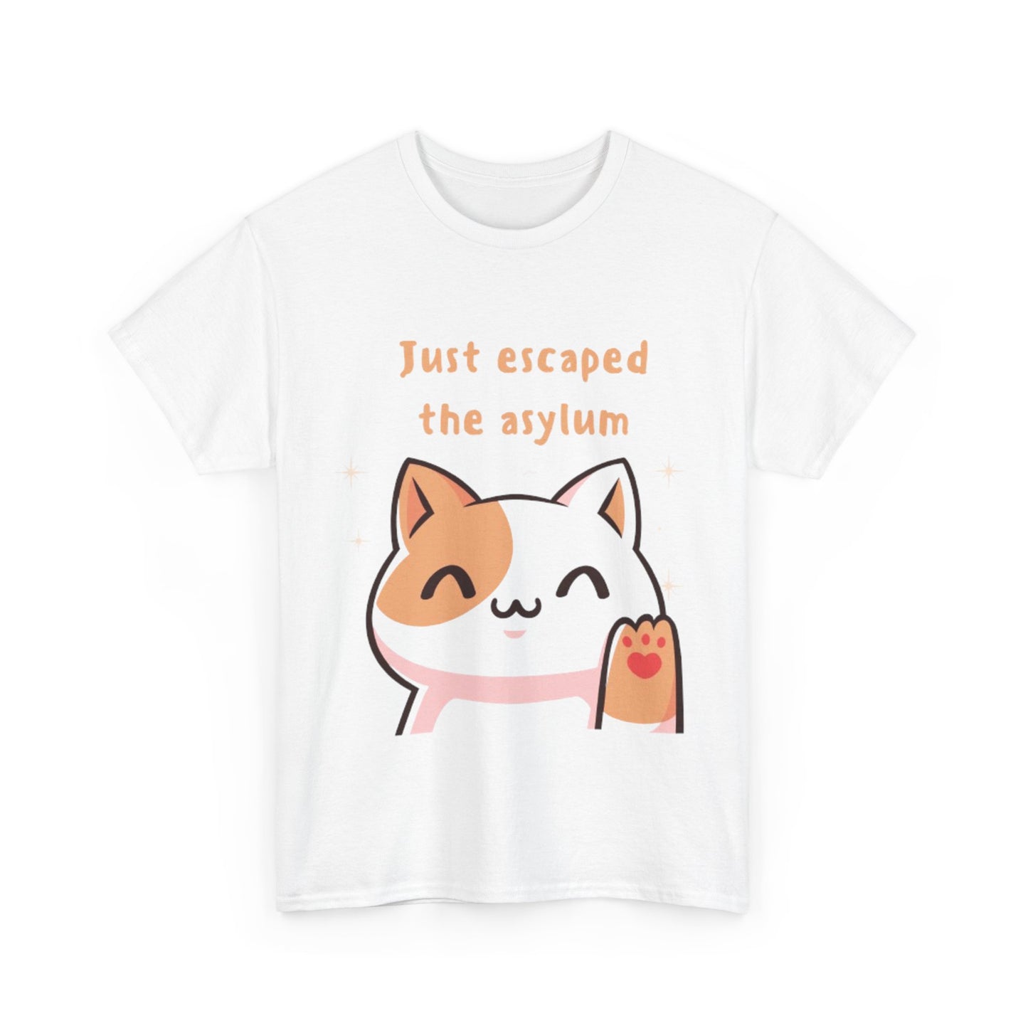 Just Escaped the Asylum Cat Unisex Heavy Cotton Tee - Fun & Quirky T-Shirt for Cat Lovers