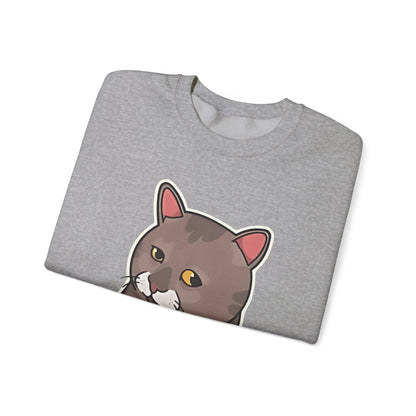 "Me When They Start Small Talk" Funny Cat Crewneck Sweatshirt