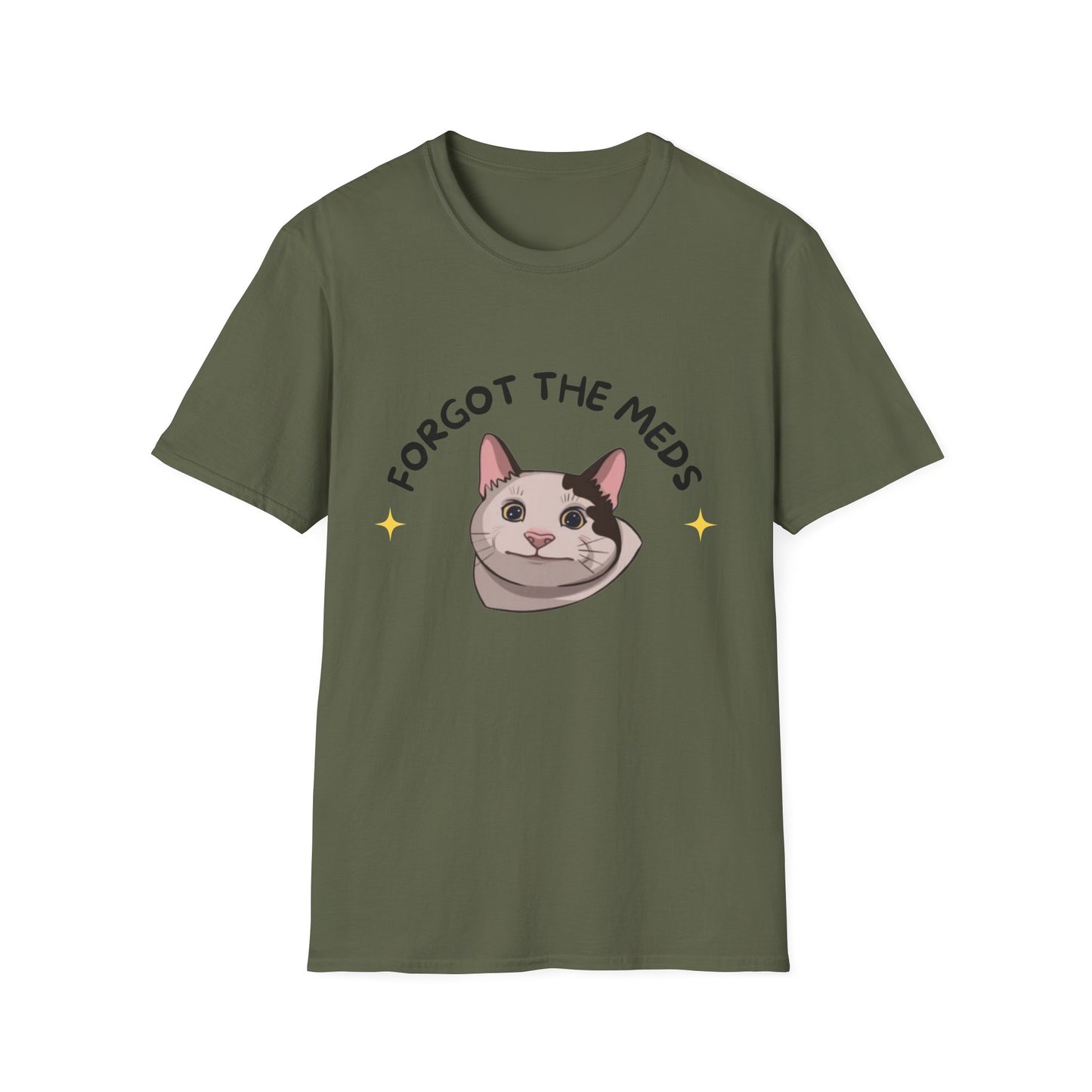 Funny Cat T-Shirt - 'Forgot The Meds' Unisex Softstyle Tee