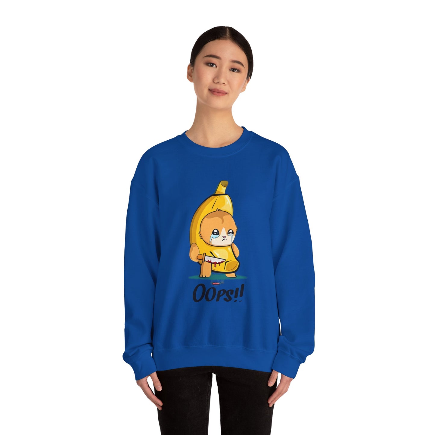 Oops!! Banana Kitty Sweatshirt - Unisex Heavy Blend™ Crewneck