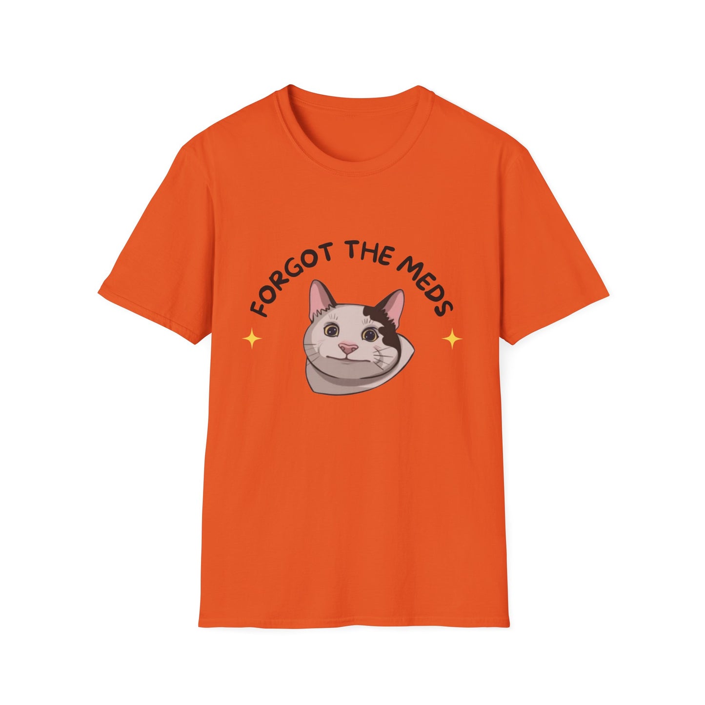 Funny Cat T-Shirt - 'Forgot The Meds' Unisex Softstyle Tee