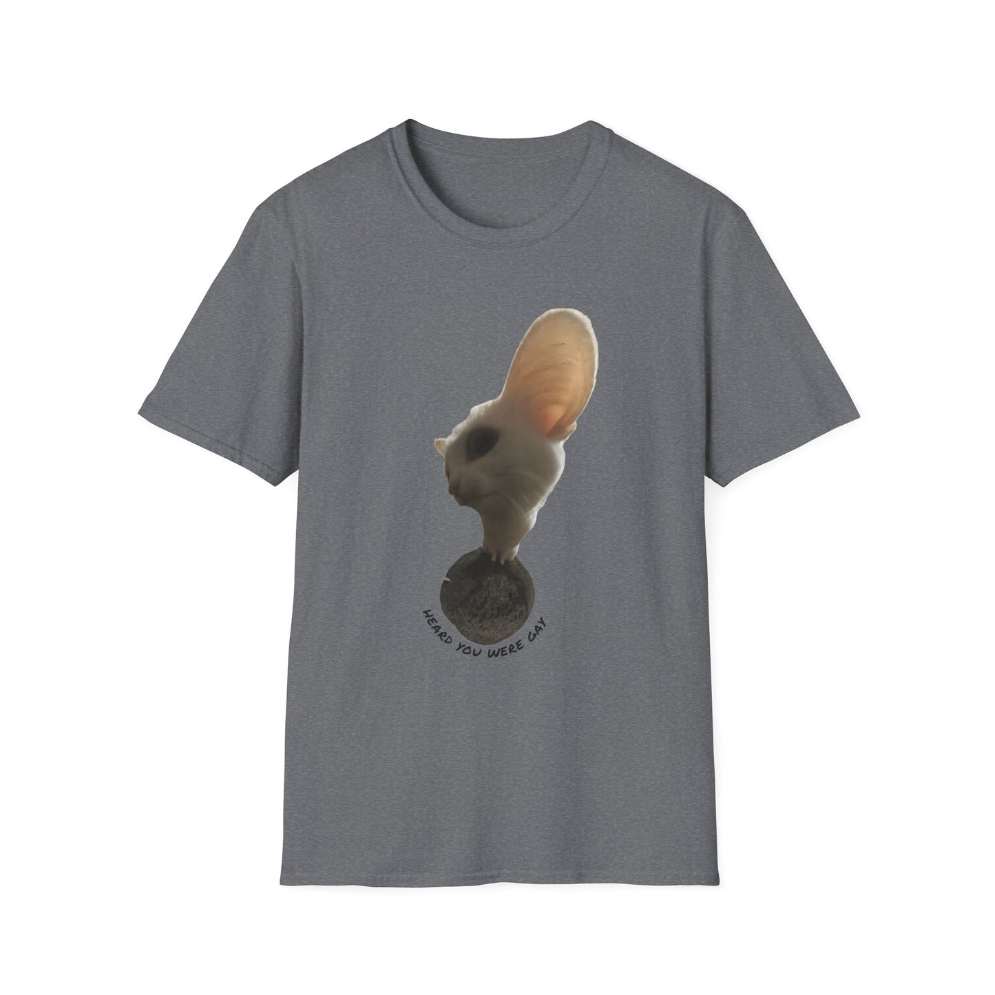 Heard you were 🏳️‍🌈- Cute Feline Graphic Unisex Softstyle T-Shirt – Perfect for Cat Lovers
