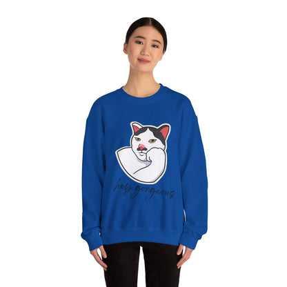 Hey Gorgeous Cat Unisex Heavy Blend Crewneck Sweatshirt