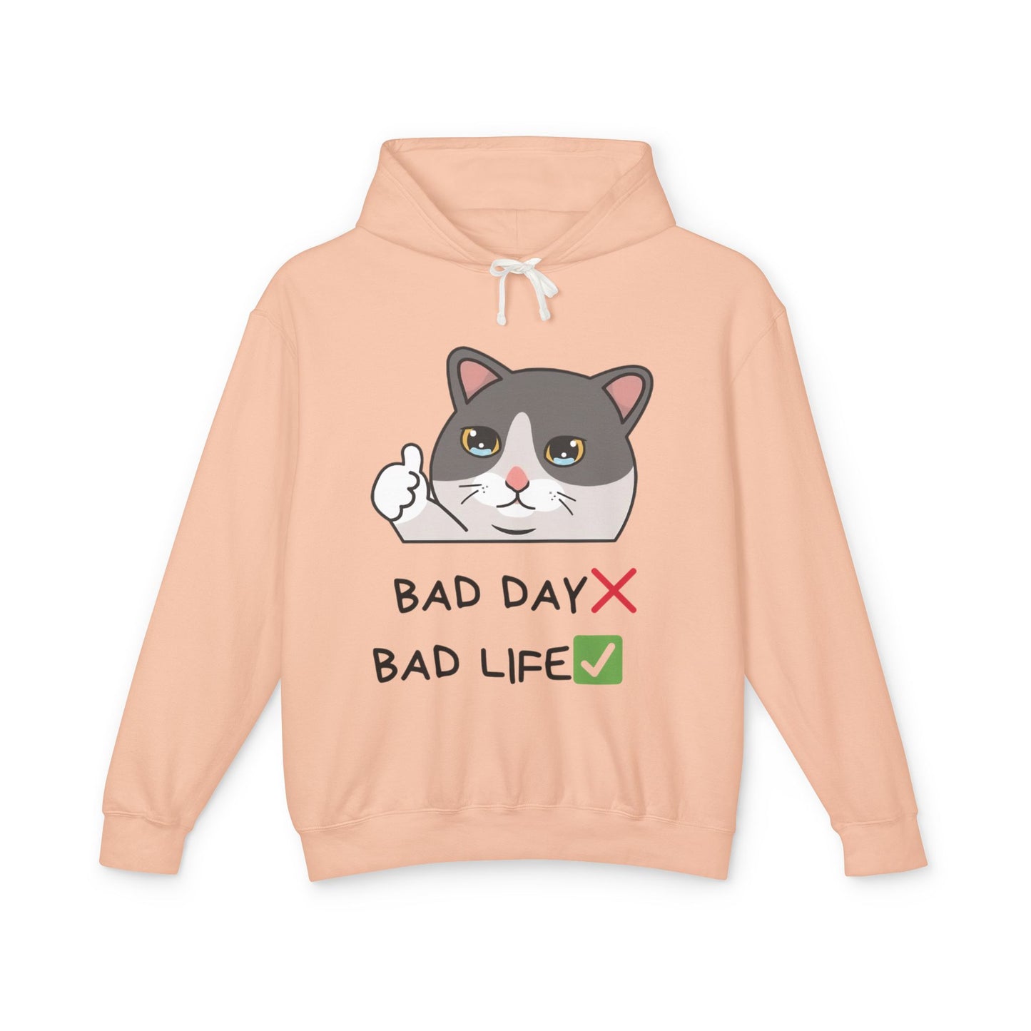 Bad Day Hoodie | Cute Cat Design | Unisex Lightweight Sweatshirt