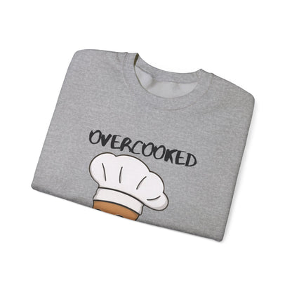 Funny Chef Cat Sweatshirt – 'Overcooked Kitchen Burned' Unisex Heavy Blend™ Crewneck