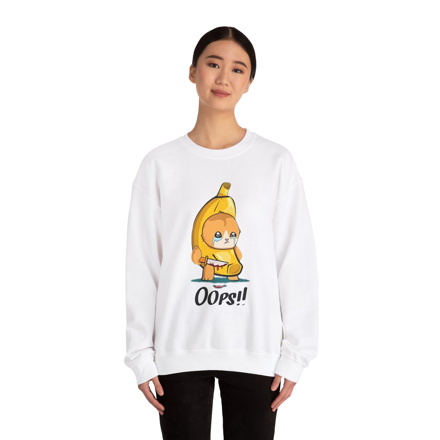 Oops!! Banana Kitty Sweatshirt - Unisex Heavy Blend™ Crewneck