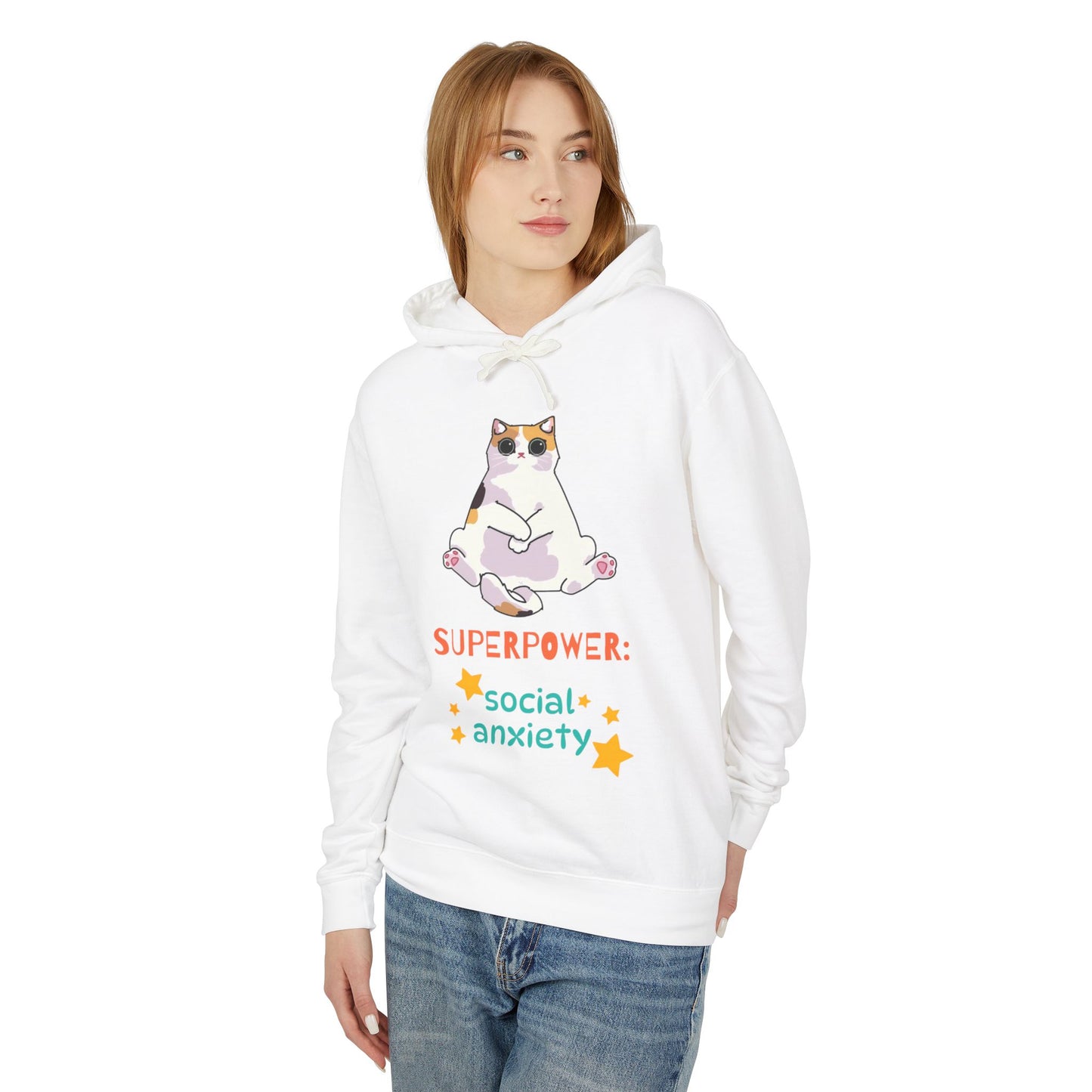 Superpower: Social Anxiety Unisex Lightweight Hooded Sweatshirt