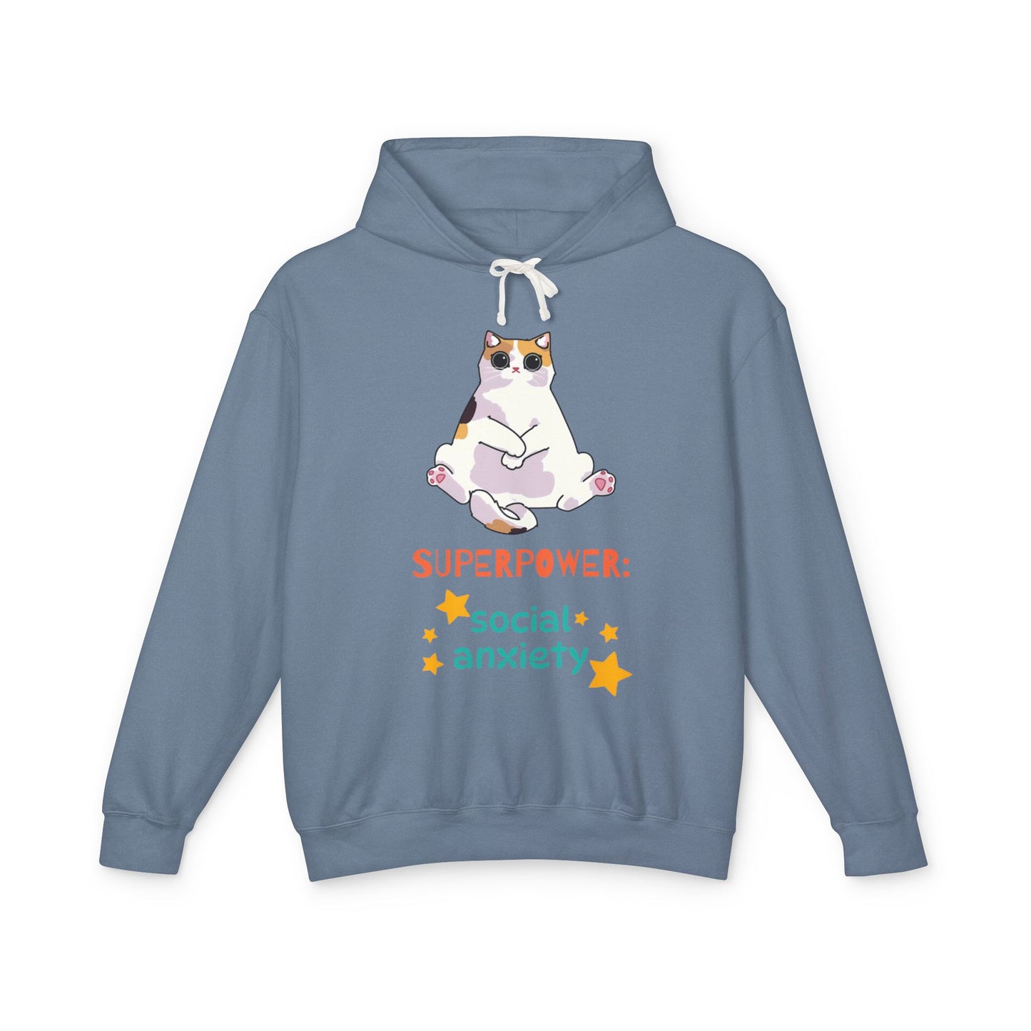 Superpower: Social Anxiety Unisex Lightweight Hooded Sweatshirt