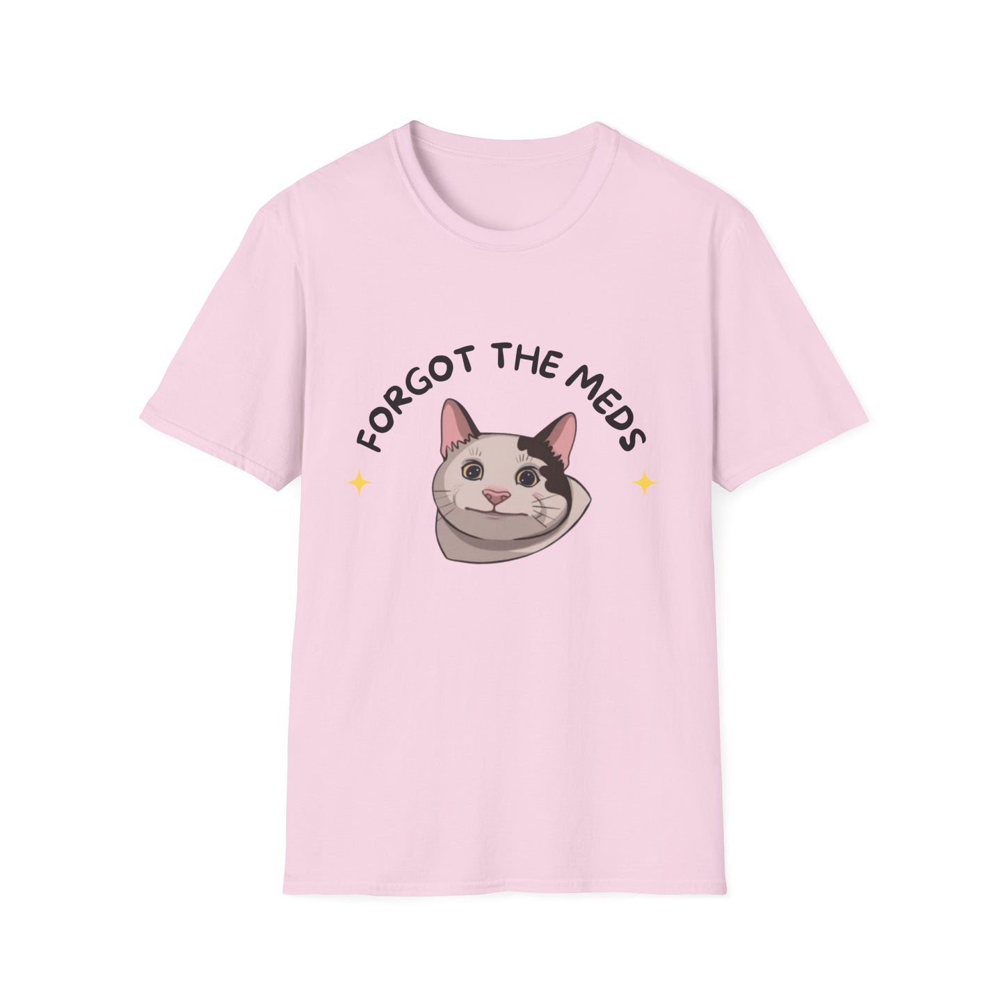 Funny Cat T-Shirt - 'Forgot The Meds' Unisex Softstyle Tee