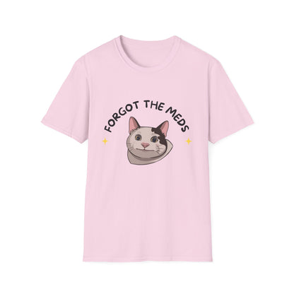 Funny Cat T-Shirt - 'Forgot The Meds' Unisex Softstyle Tee
