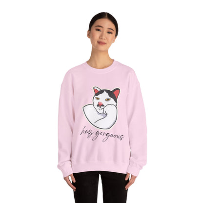 Hey Gorgeous Cat Unisex Heavy Blend Crewneck Sweatshirt