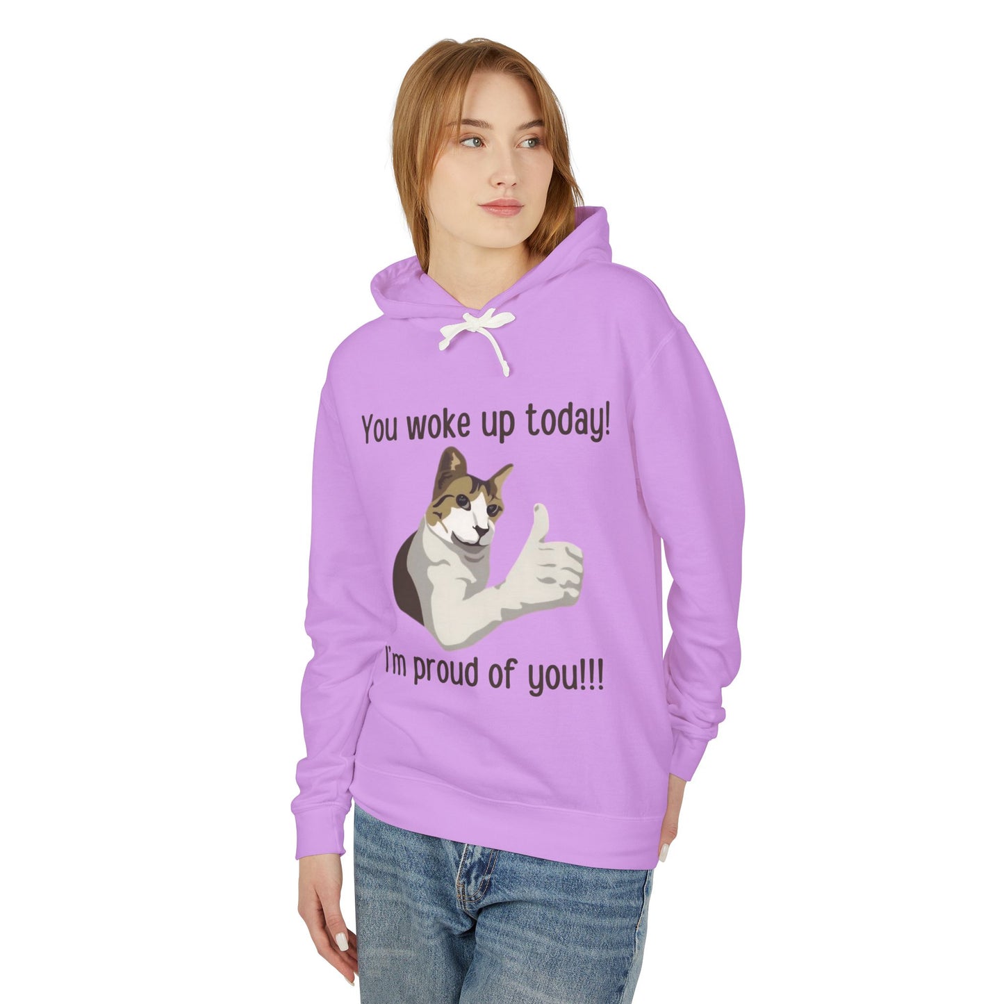 Proud of you Kitty Unisex Lightweight Hooded Sweatshirt