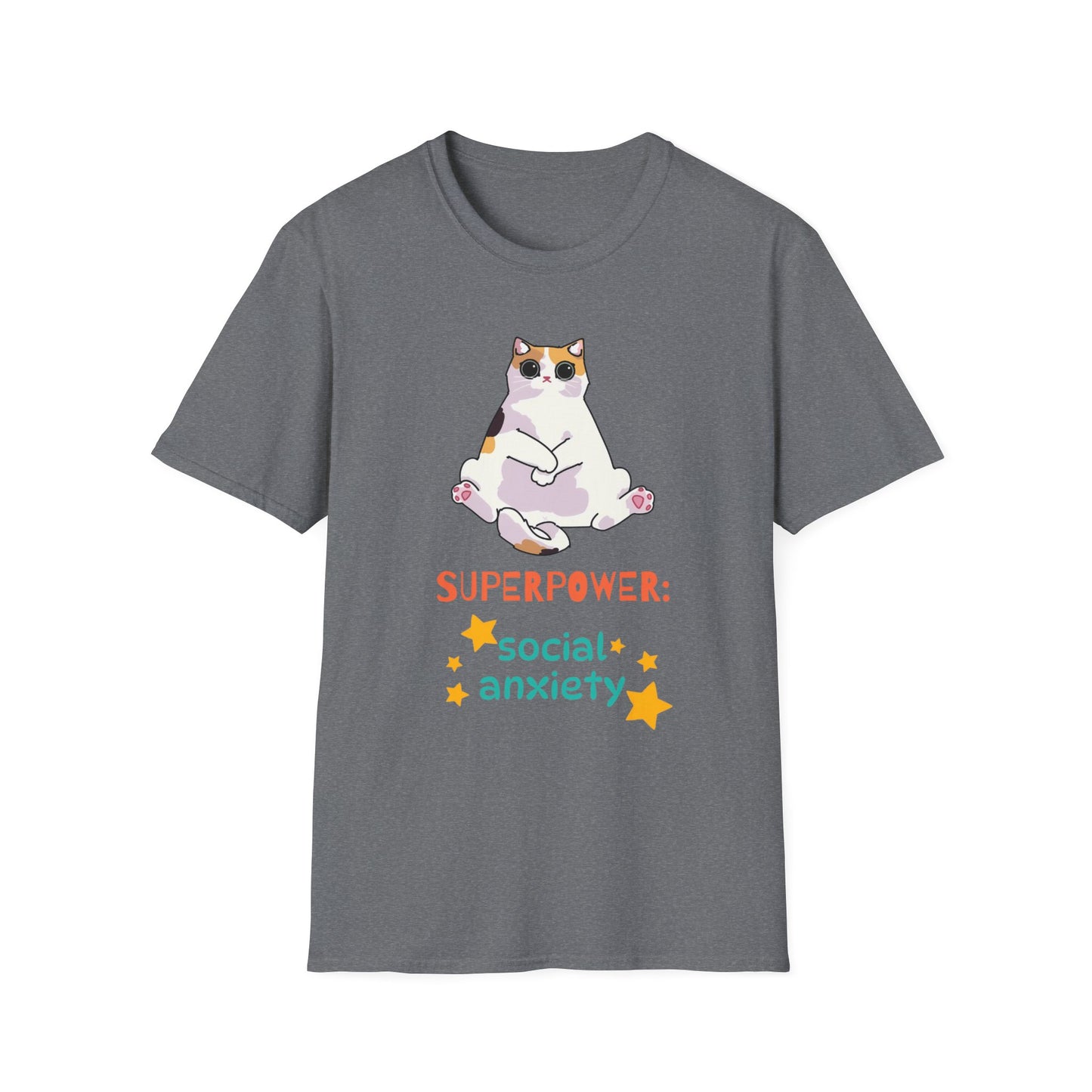Superpower: Social Anxiety Unisex T-Shirt - Cute Cat Design