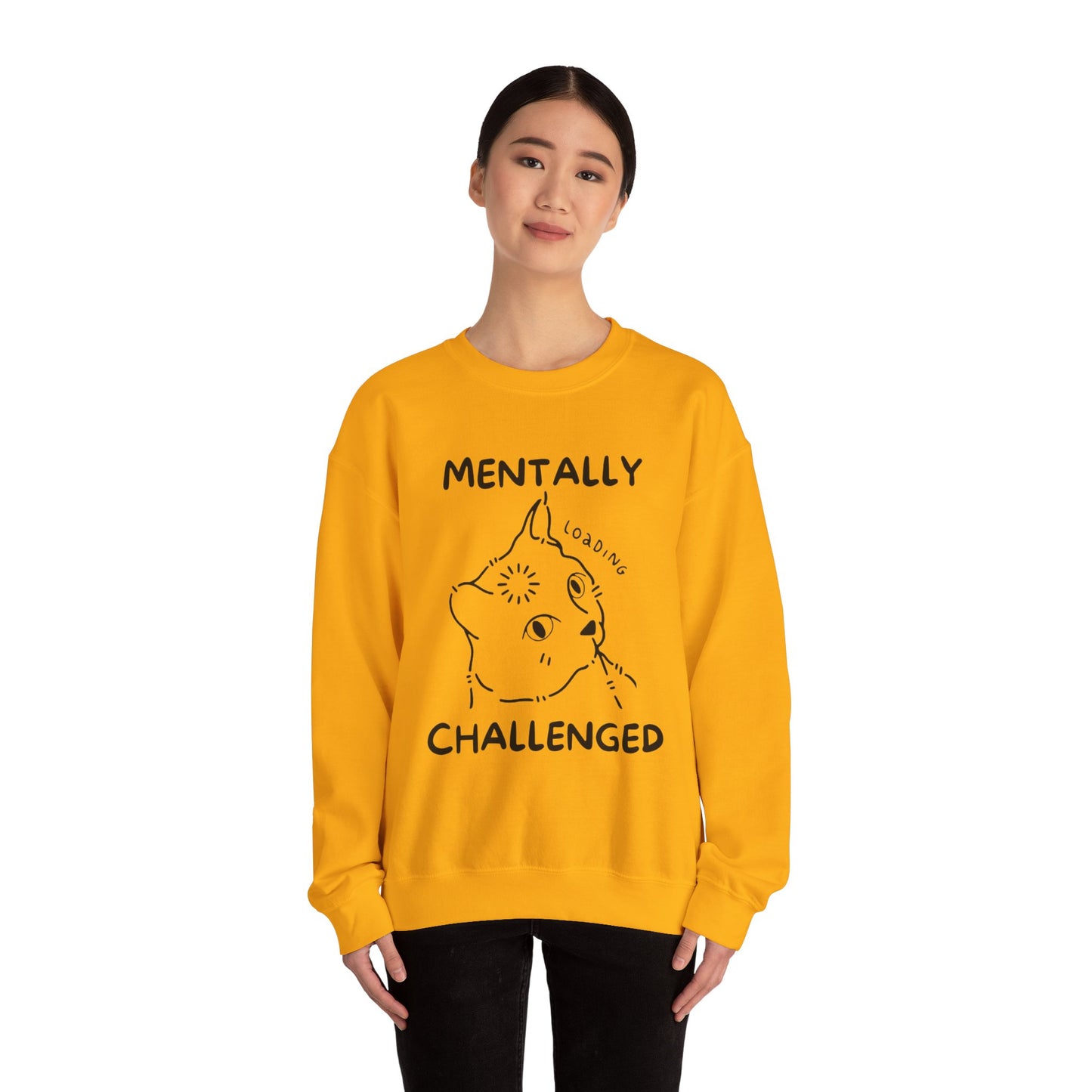 Mentally Challenged Cat Crewneck Sweatshirt - Unisex Heavy Blend™