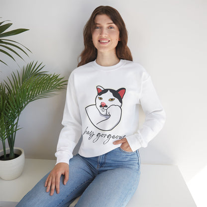 Hey Gorgeous Cat Unisex Heavy Blend Crewneck Sweatshirt