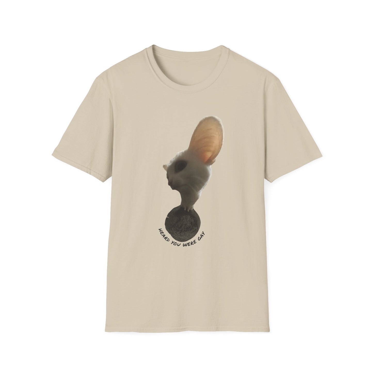 Heard you were 🏳️‍🌈- Cute Feline Graphic Unisex Softstyle T-Shirt – Perfect for Cat Lovers