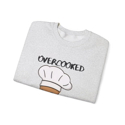 Funny Chef Cat Sweatshirt – 'Overcooked Kitchen Burned' Unisex Heavy Blend™ Crewneck