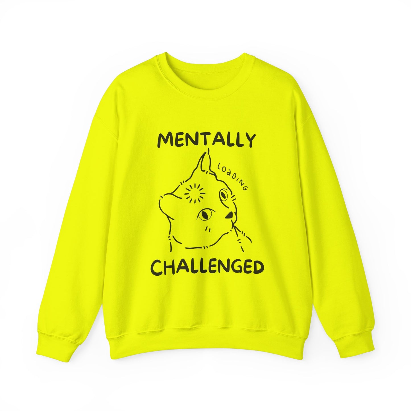 Mentally Challenged Cat Crewneck Sweatshirt - Unisex Heavy Blend™