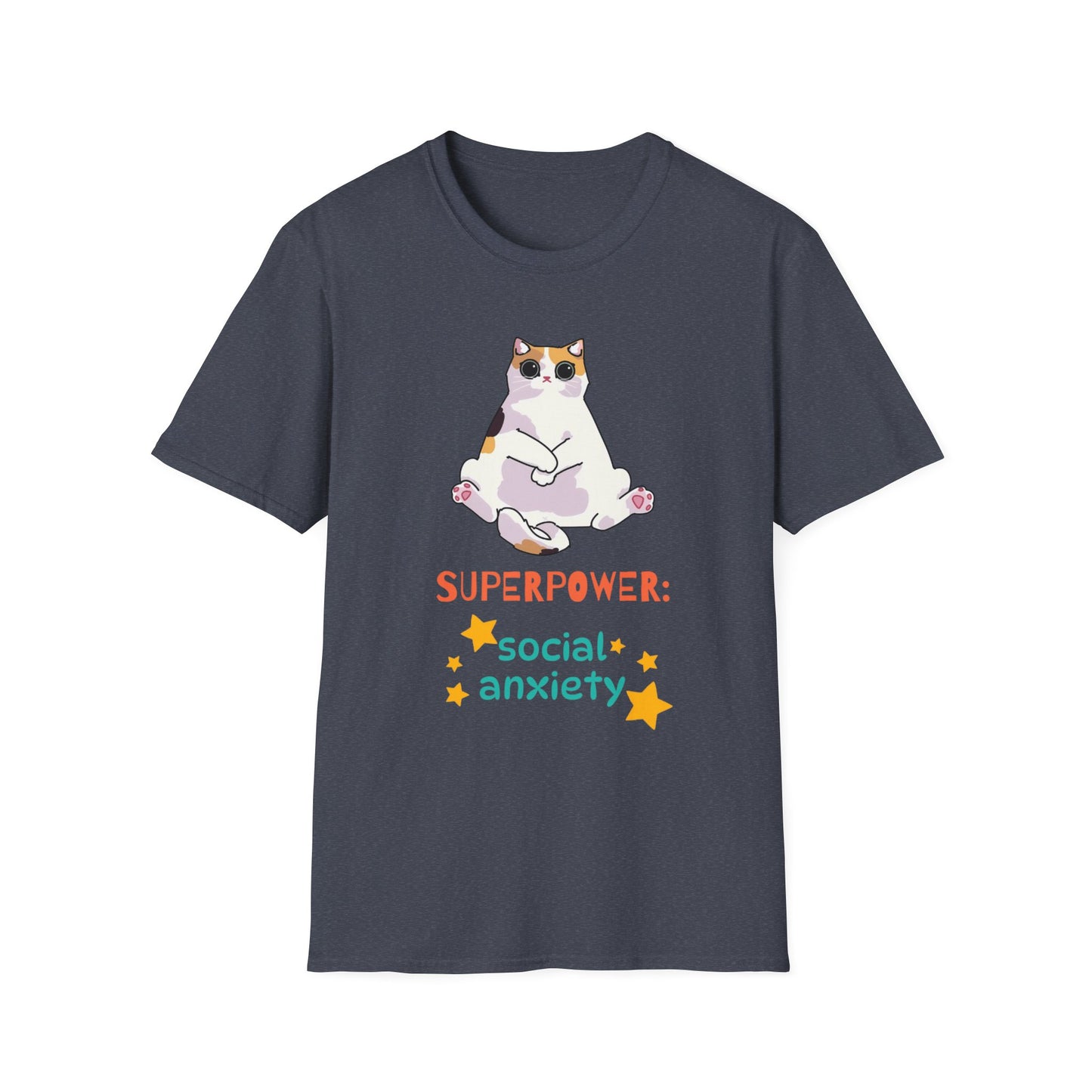 Superpower: Social Anxiety Unisex T-Shirt - Cute Cat Design