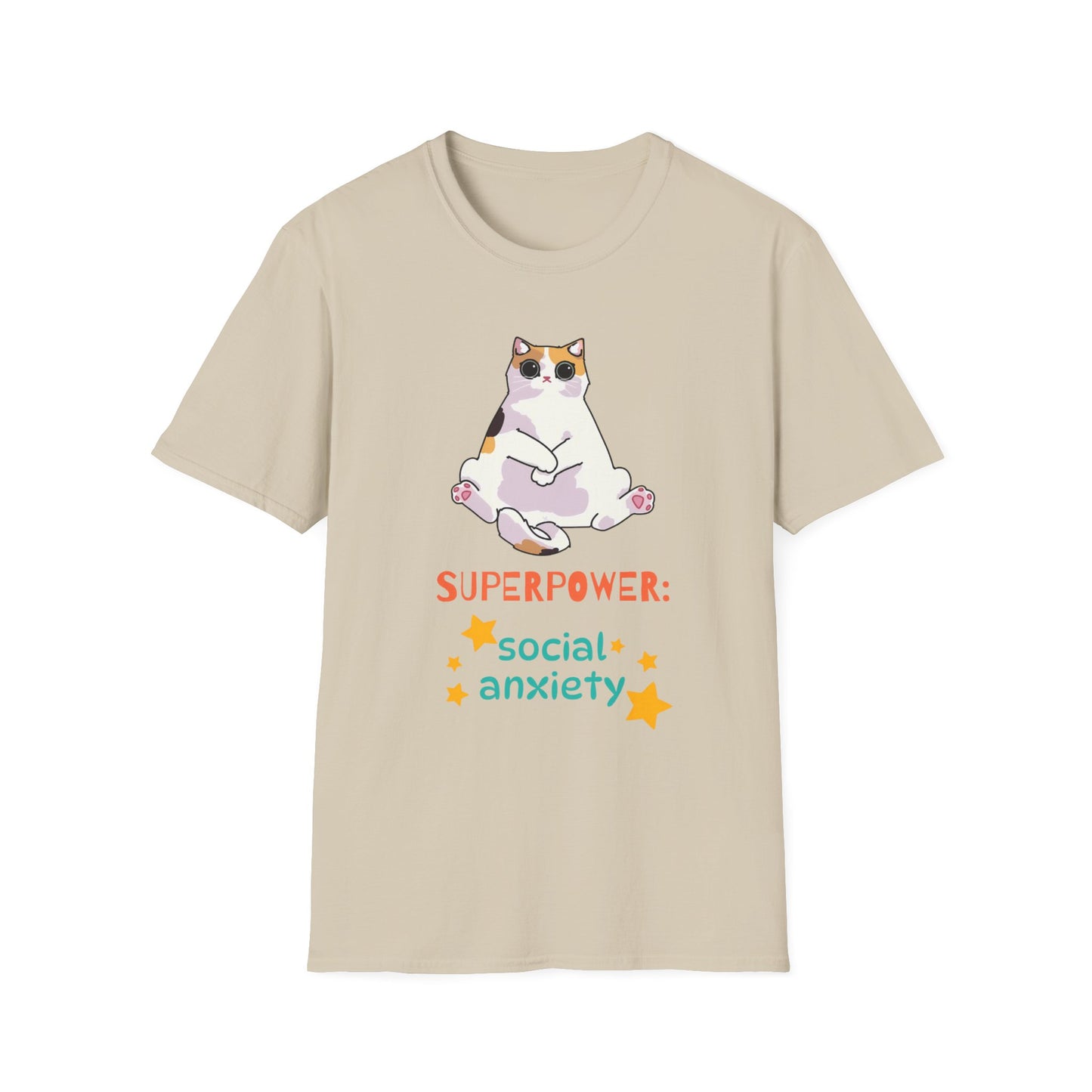 Superpower: Social Anxiety Unisex T-Shirt - Cute Cat Design