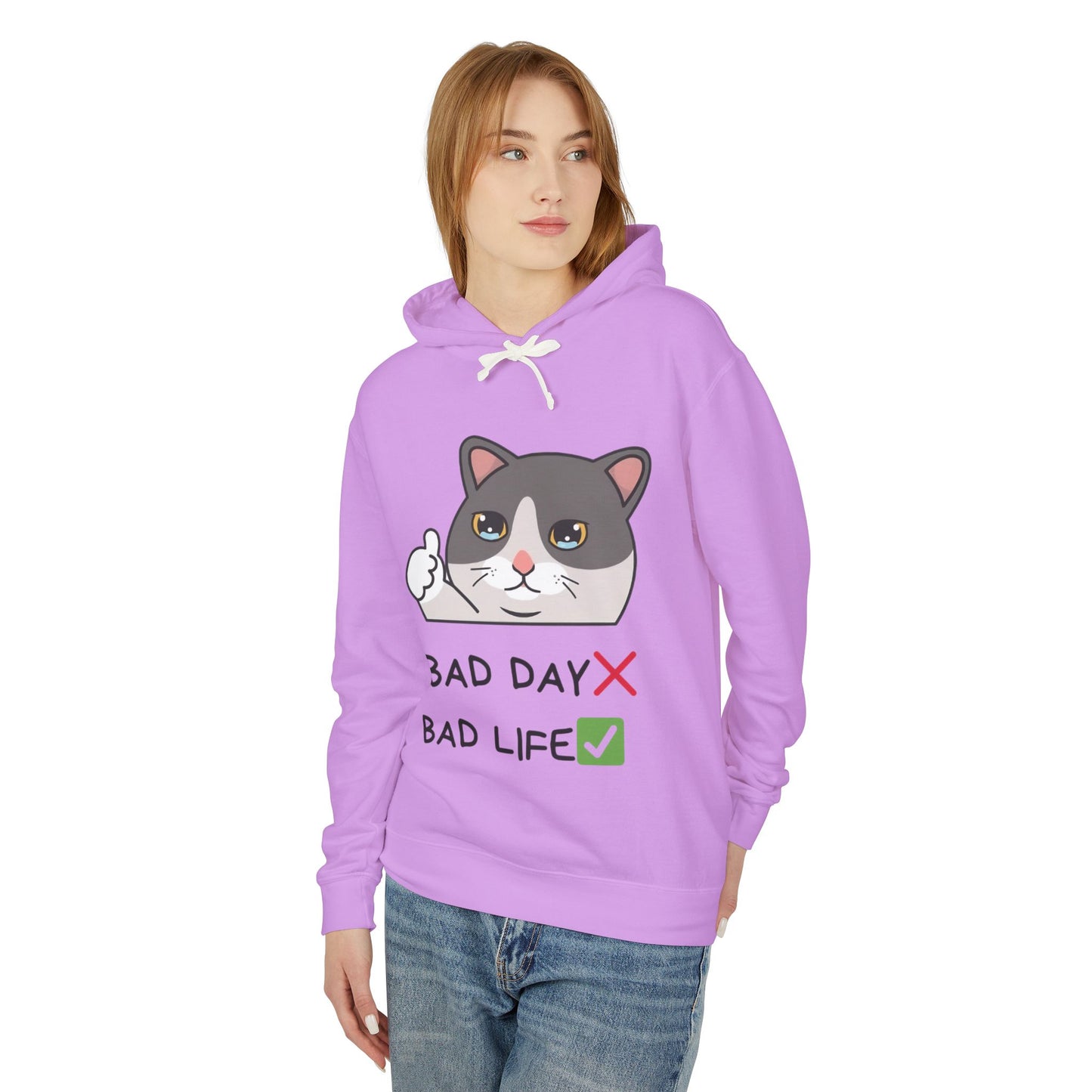 Bad Day Hoodie | Cute Cat Design | Unisex Lightweight Sweatshirt