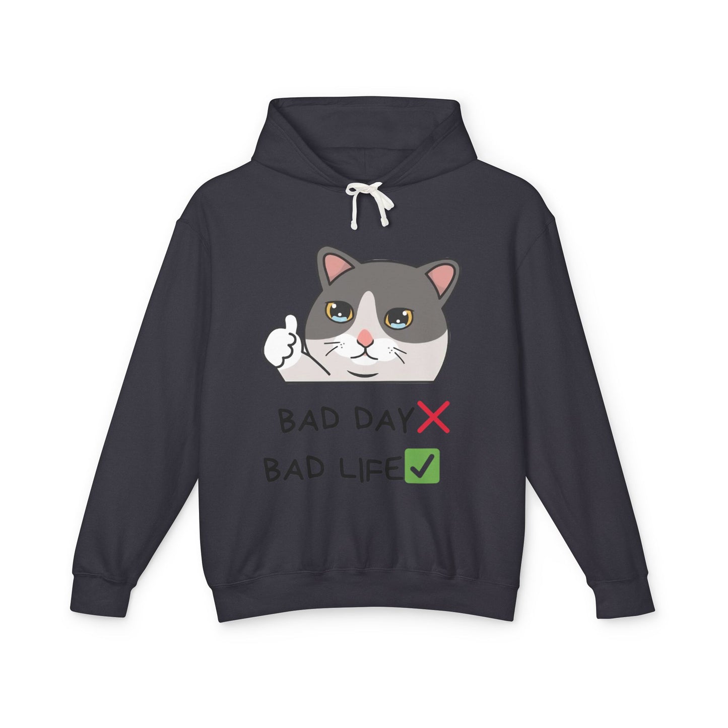 Bad Day Hoodie | Cute Cat Design | Unisex Lightweight Sweatshirt