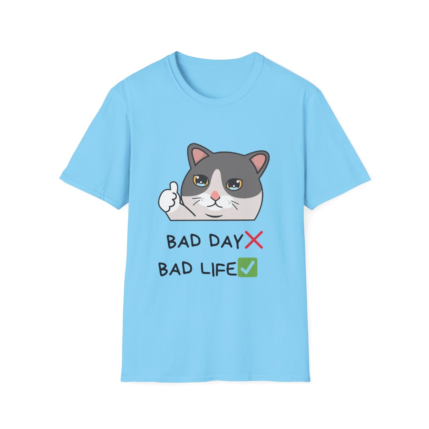 Cute Cat 'Bad Day' Unisex Softstyle T-Shirt - Perfect for Cat Lovers!