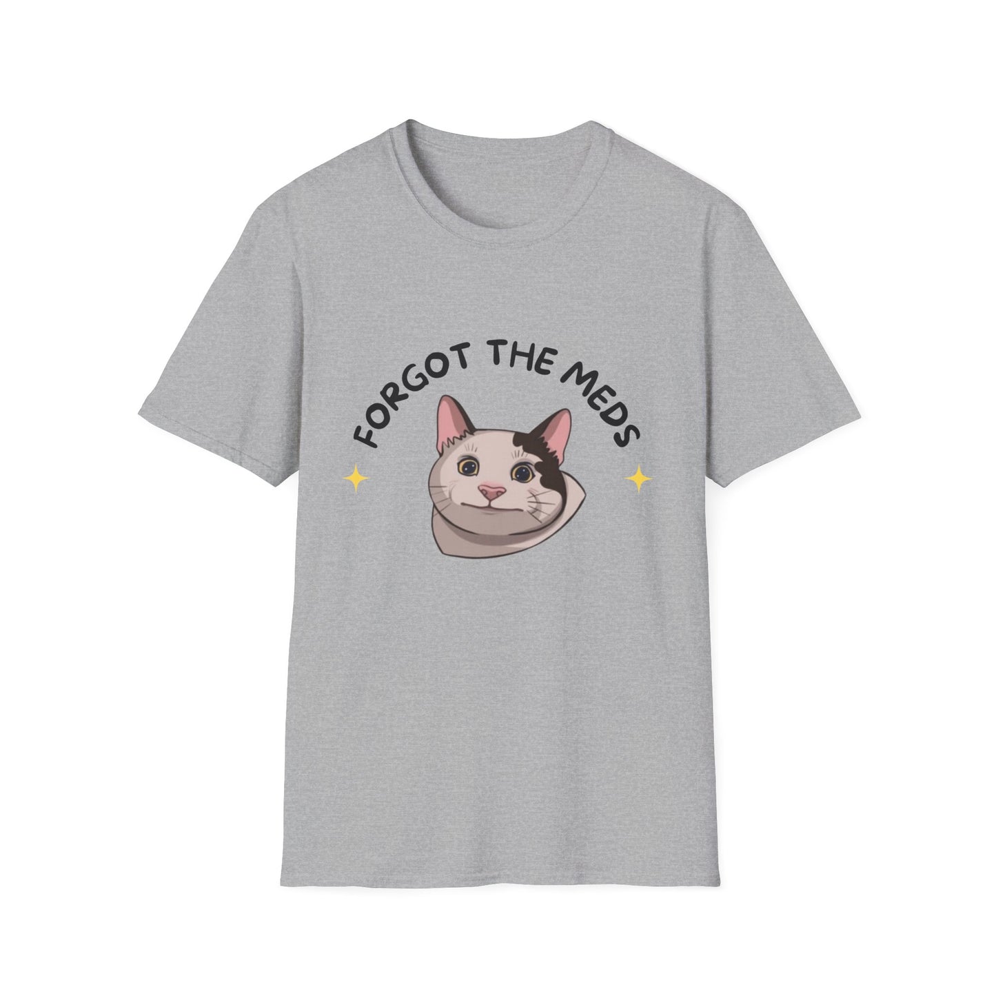 Funny Cat T-Shirt - 'Forgot The Meds' Unisex Softstyle Tee