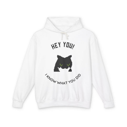 Unisex Lightweight Hooded Sweatshirt - Hey You! I Know What You Did - Casual Fall Fashion