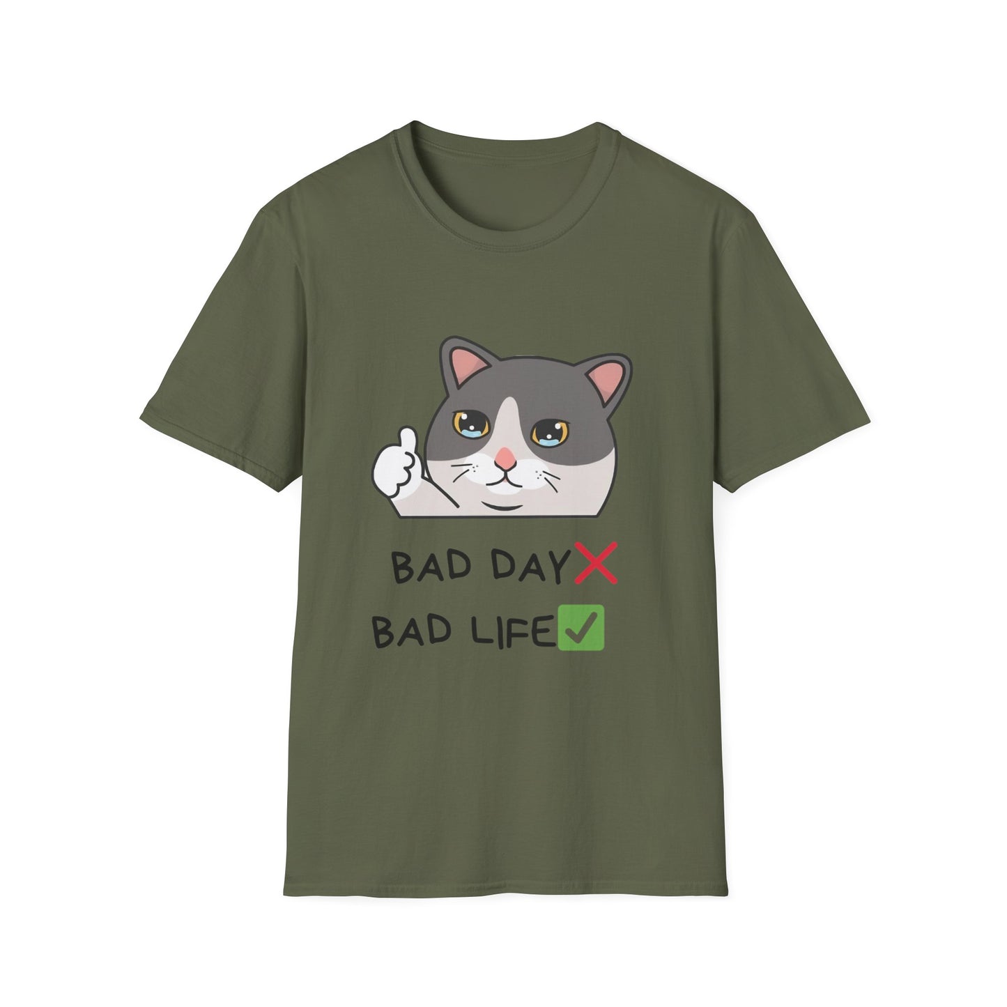 Cute Cat 'Bad Day' Unisex Softstyle T-Shirt - Perfect for Cat Lovers!