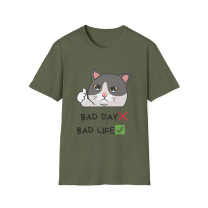 Cute Cat 'Bad Day' Unisex Softstyle T-Shirt - Perfect for Cat Lovers!