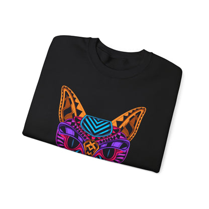 LSD ENJOYER -- Vibrant Cat Graphic Crewneck Sweatshirt - Unisex Heavy Blend