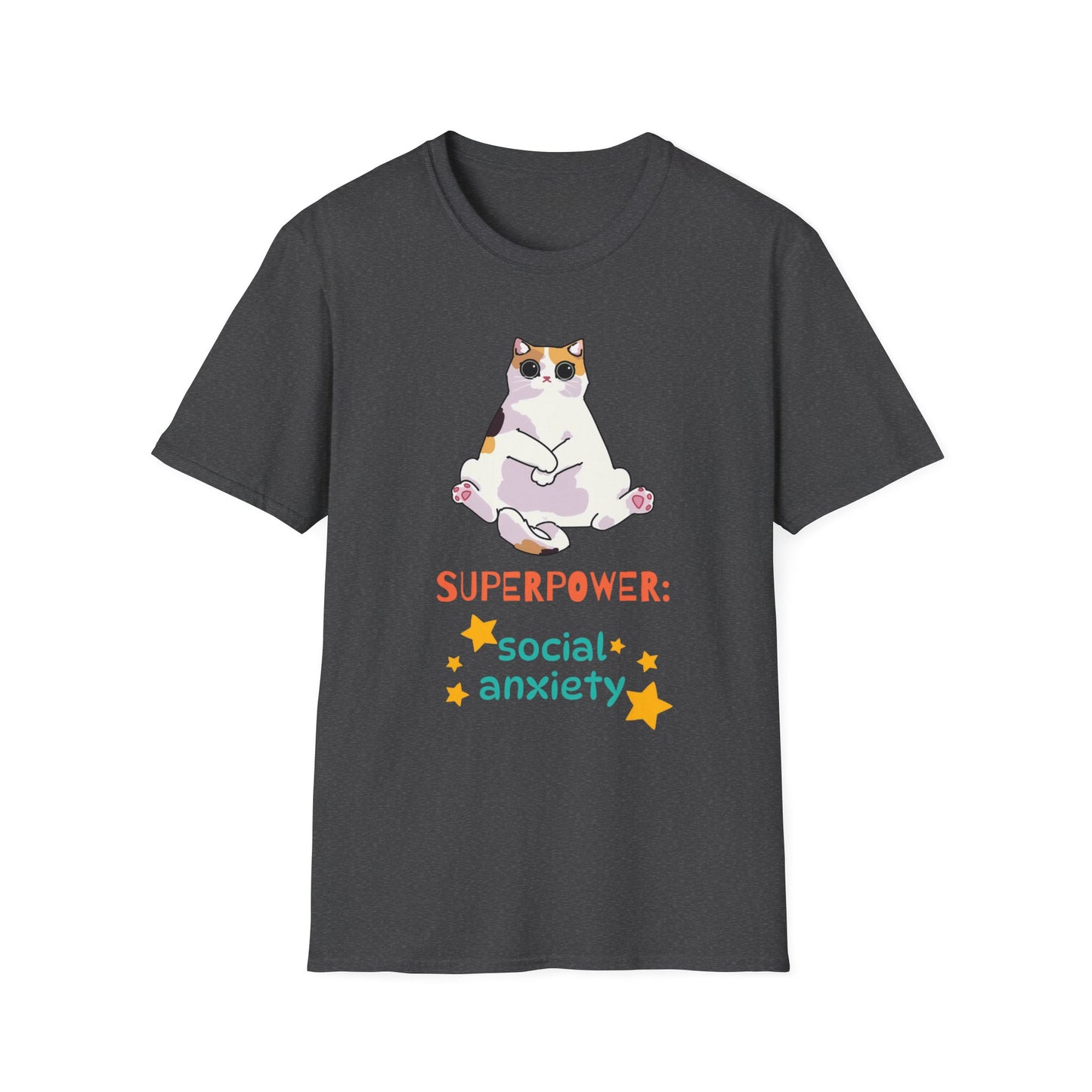 Superpower: Social Anxiety Unisex T-Shirt - Cute Cat Design