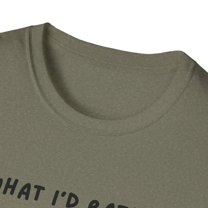 Cute Cat Sleepy Vibes Unisex Softstyle T-Shirt - "What I'd Rather Be Doing"