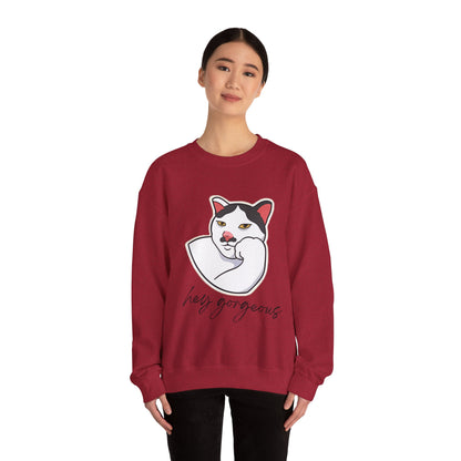 Hey Gorgeous Cat Unisex Heavy Blend Crewneck Sweatshirt