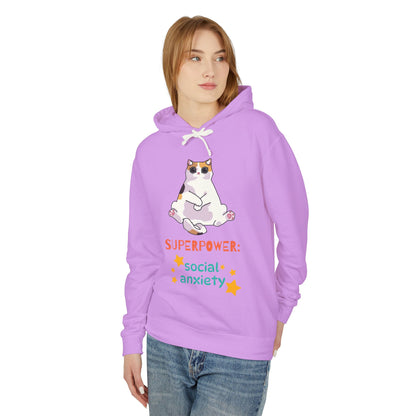 Superpower: Social Anxiety Unisex Lightweight Hooded Sweatshirt