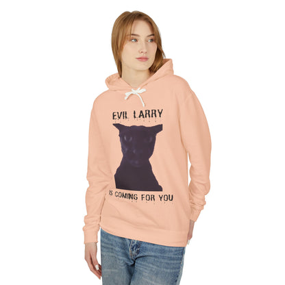 Evil Larry Unisex Lightweight Hooded Sweatshirt - Spooky Cat Design