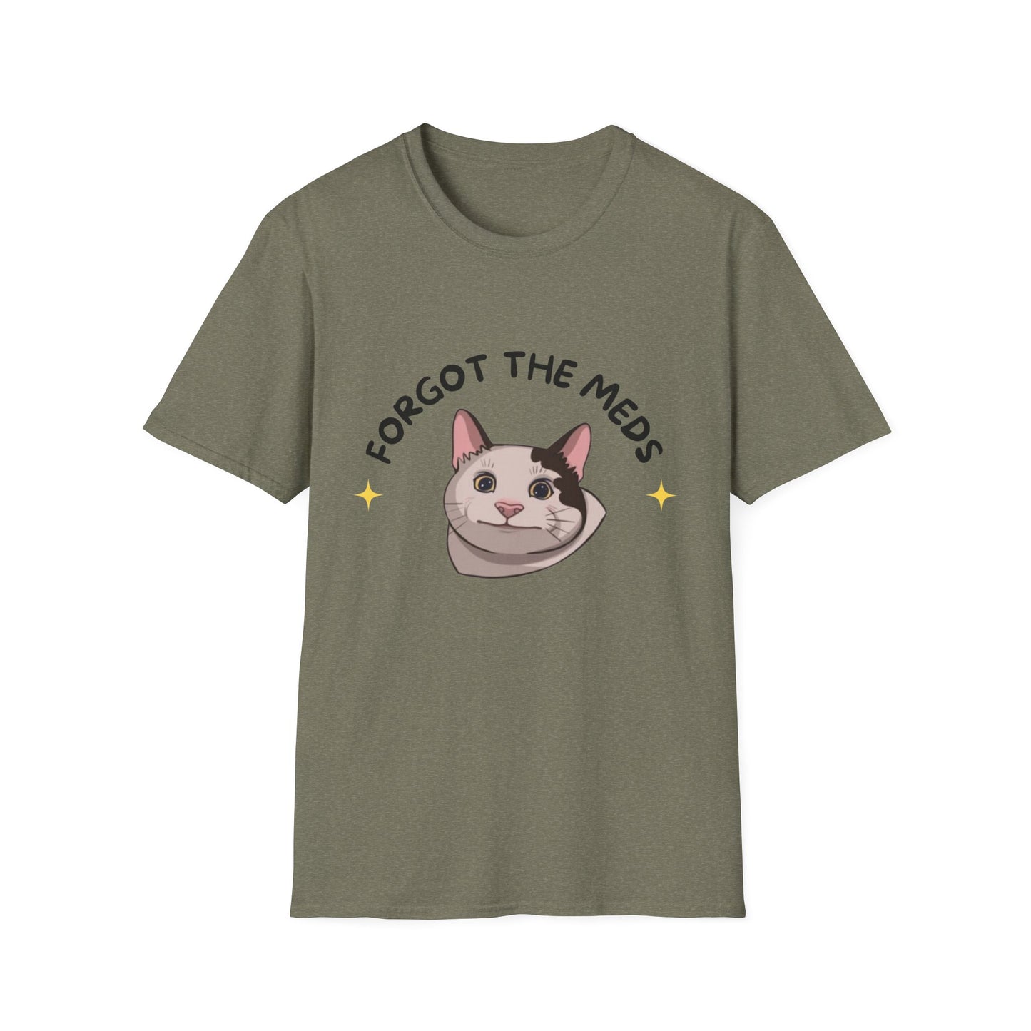 Funny Cat T-Shirt - 'Forgot The Meds' Unisex Softstyle Tee