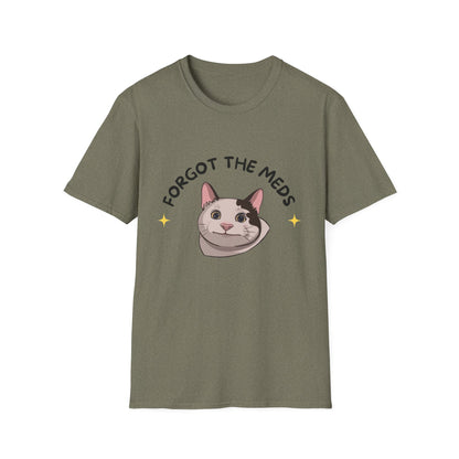 Funny Cat T-Shirt - 'Forgot The Meds' Unisex Softstyle Tee