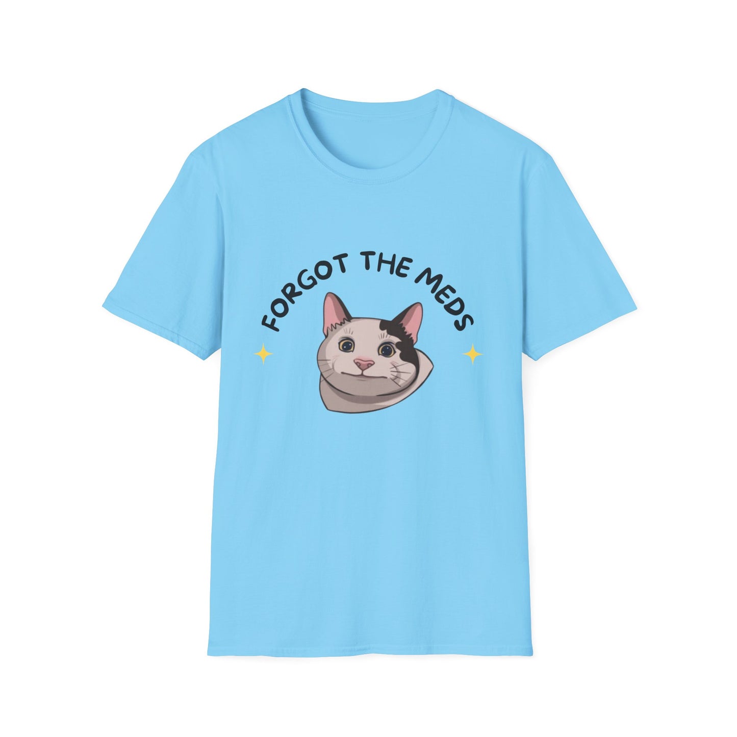Funny Cat T-Shirt - 'Forgot The Meds' Unisex Softstyle Tee