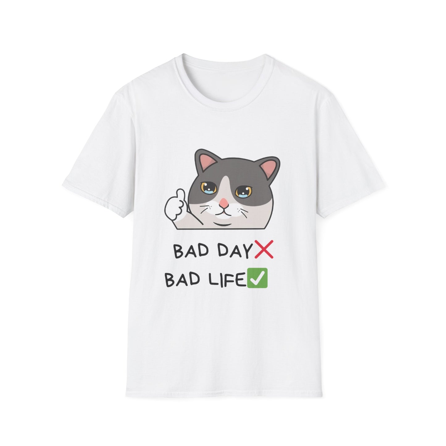 Cute Cat 'Bad Day' Unisex Softstyle T-Shirt - Perfect for Cat Lovers!