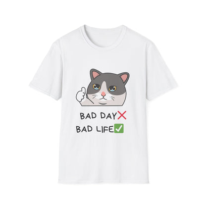 Cute Cat 'Bad Day' Unisex Softstyle T-Shirt - Perfect for Cat Lovers!