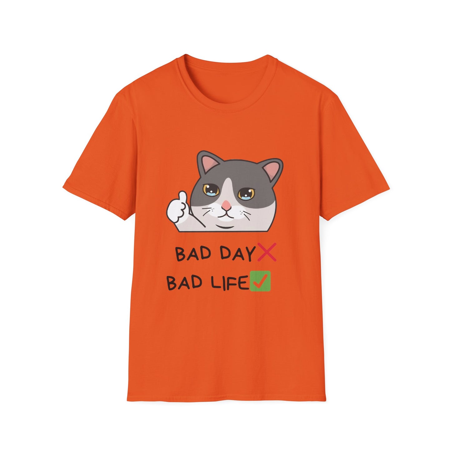 Cute Cat 'Bad Day' Unisex Softstyle T-Shirt - Perfect for Cat Lovers!