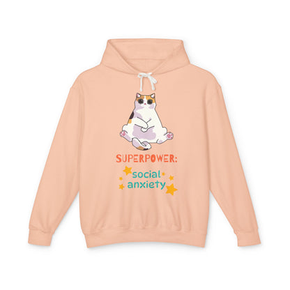 Superpower: Social Anxiety Unisex Lightweight Hooded Sweatshirt