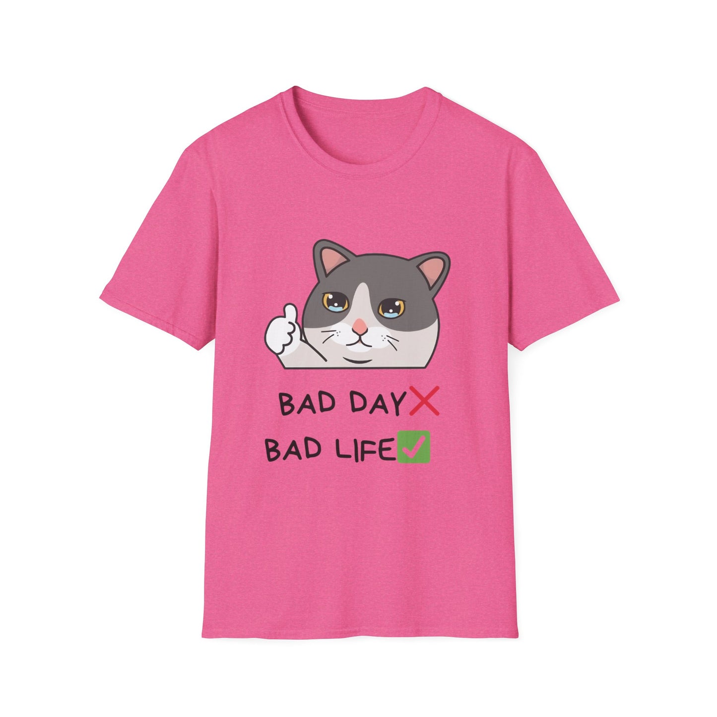 Cute Cat 'Bad Day' Unisex Softstyle T-Shirt - Perfect for Cat Lovers!