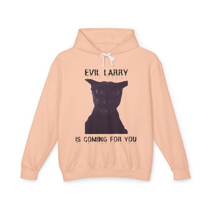 Evil Larry Unisex Lightweight Hooded Sweatshirt - Spooky Cat Design