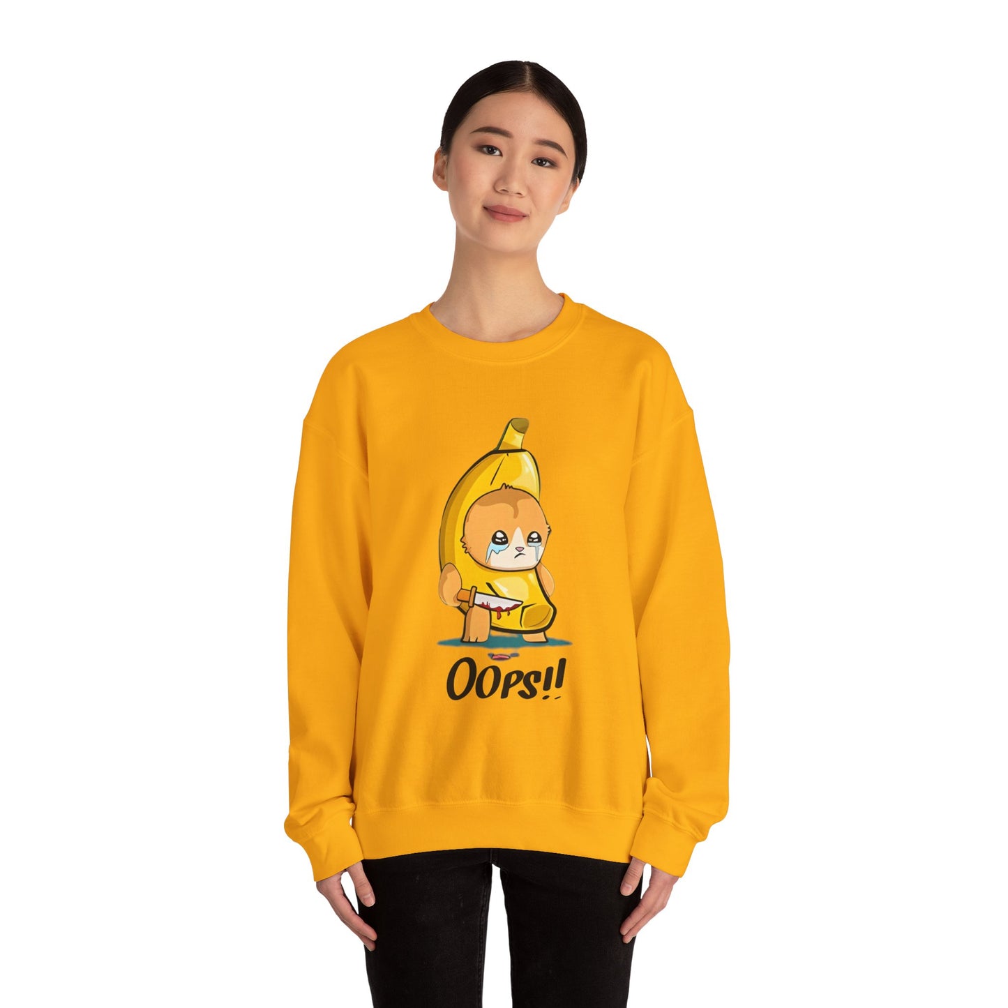 Oops!! Banana Kitty Sweatshirt - Unisex Heavy Blend™ Crewneck