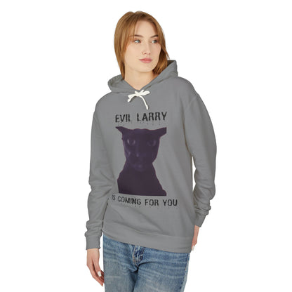 Evil Larry Unisex Lightweight Hooded Sweatshirt - Spooky Cat Design