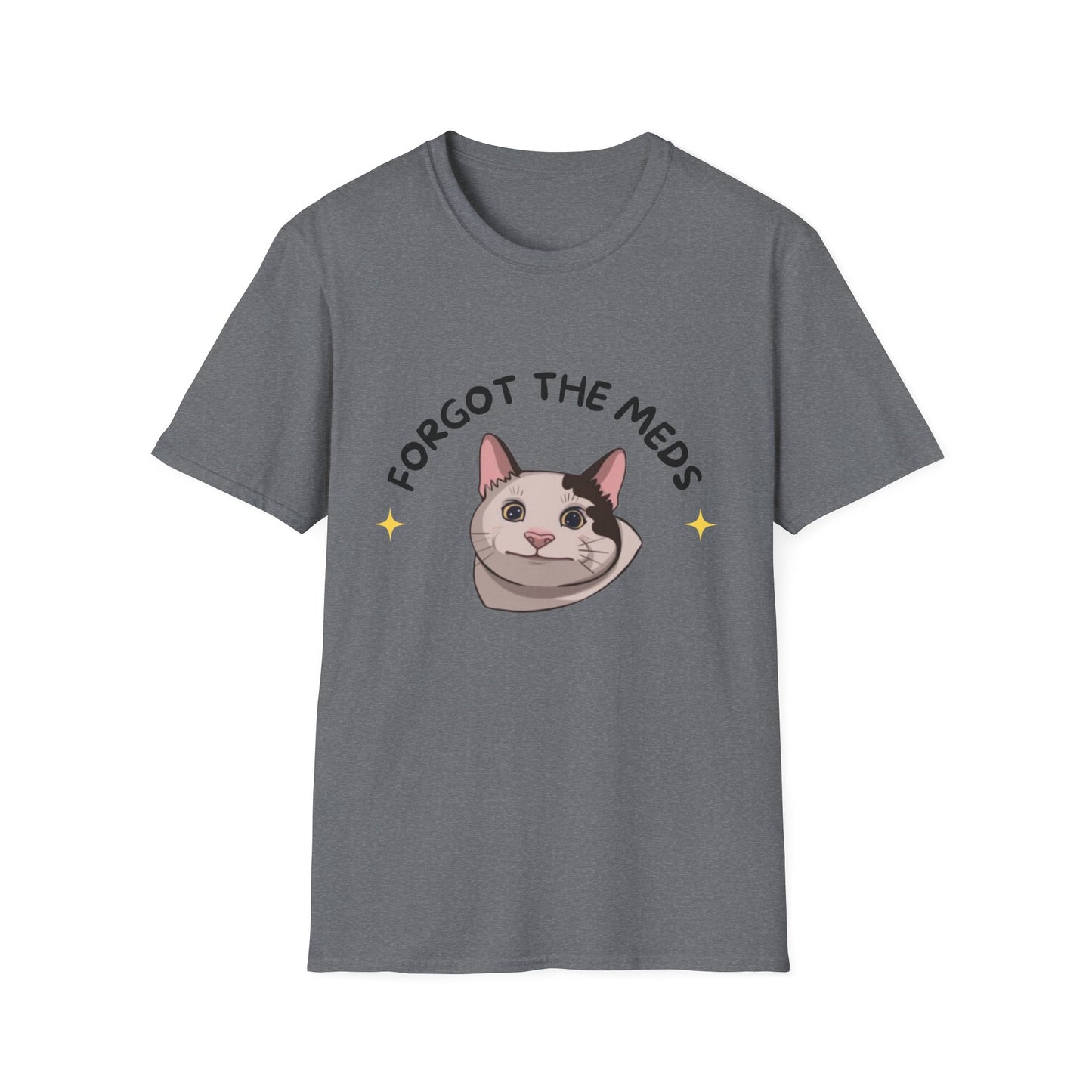 Funny Cat T-Shirt - 'Forgot The Meds' Unisex Softstyle Tee